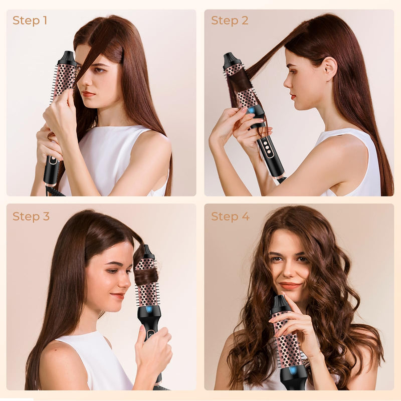 Ionic Thermal Round Heated Hot Brush - 38mm/1.7 Inch Barrels, 5 Temperature Settings, Natural Curls & Shinier Hair, Dual Voltage, UK Plug, Professional Hair Styler