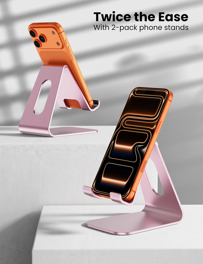 2Pack Phone Stand, Simple Cellphone Holder for Desk, Desk Phone Stand,Pink | Mini, Cute, Under 8" Devices, All Mobile Phones, iPhone 17, Switch OLED, Office Accessories Pink