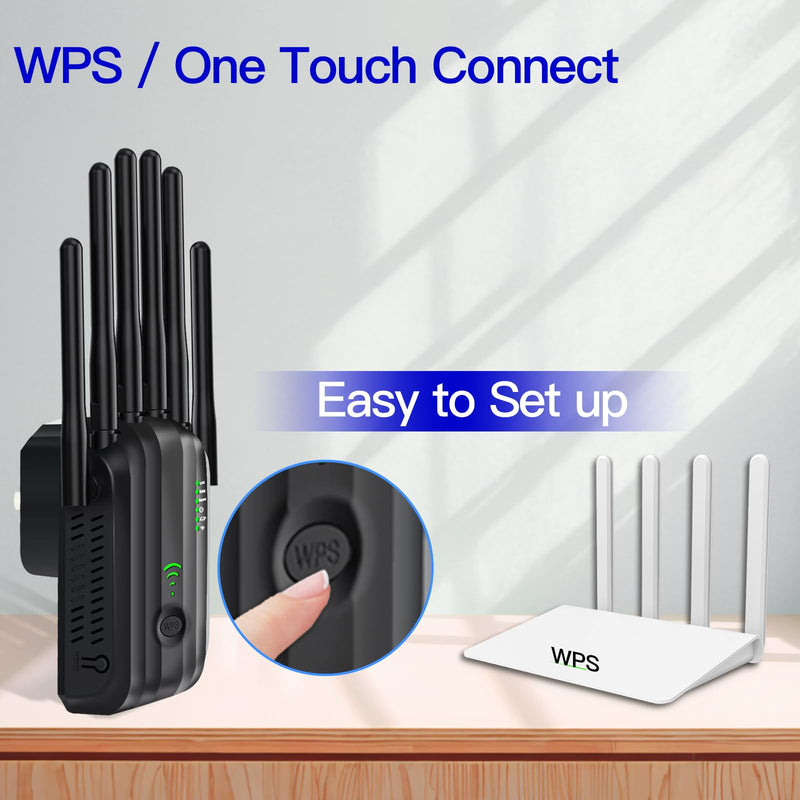 WiFi Extender Signal Booster with 6 Antennas, WiFi Extender with Ethernet Port, WiFi Booster Up to 10000 Sq.ft, Compatible with More Devices, Internet Extender WiFi Booster for Home
