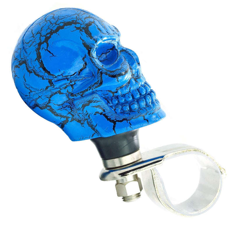 Lunsom Wheel Spinner Knob, Skull Shape Car Turning Driving Suicide Knob Power Handle Control Resin Steering Spinner Turn Aid Helper Fit Most Vehicle, Truck, Tractor, Boat(Blue) blue