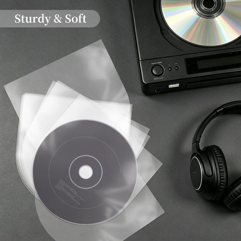 50 PCS CD/DVD Inner Sleeves – Anti-Static Round Bottom Clear Transparent Plastic Sleeves for 5-Inch CD, DVD, Mini LP Storage, Protect Discs for Album or Jewel Case 50