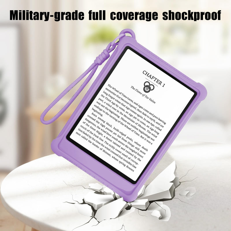 for 7" Kindle Paperwhite 12th Generation Case(2024)&6.8" Kindle Paperwhite 11th (2021) and Kindle Colorsoft Signature Edition,Include Foldable Stand and Hand Strap,Soft Silicone Cover,Purple Purple