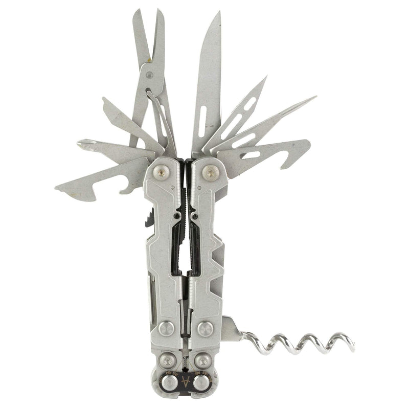 SOG PowerLitre Mini Utility Multi-Tool w/ 19 Lightweight Tools, Compact 5 Inch Long Utility Tool with Knife, Screwdriver, Hex Bit Holder, Stone Wash One Size