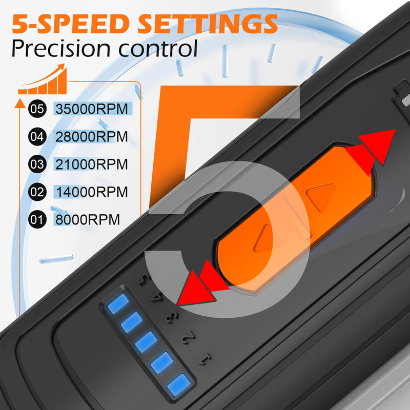 HARDELL 12V Cordless Rotary Tool Kit, 5-Speed (8000-35000 RPM), 2AH Battery Power Rotary Tools 80pc Accessories for Sanding, Polishing, Carving, Cutting, Drilling, DIY Crafting (Black&Orange) Black&orange