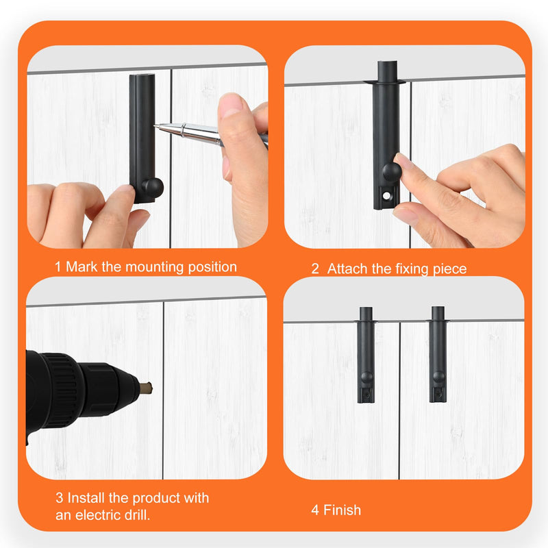 2 Pack Solid Brass Surface Bolt 3 Inch, Heavy Duty Concealed Slide Surface Door Bolt, Black Black-2 Pack