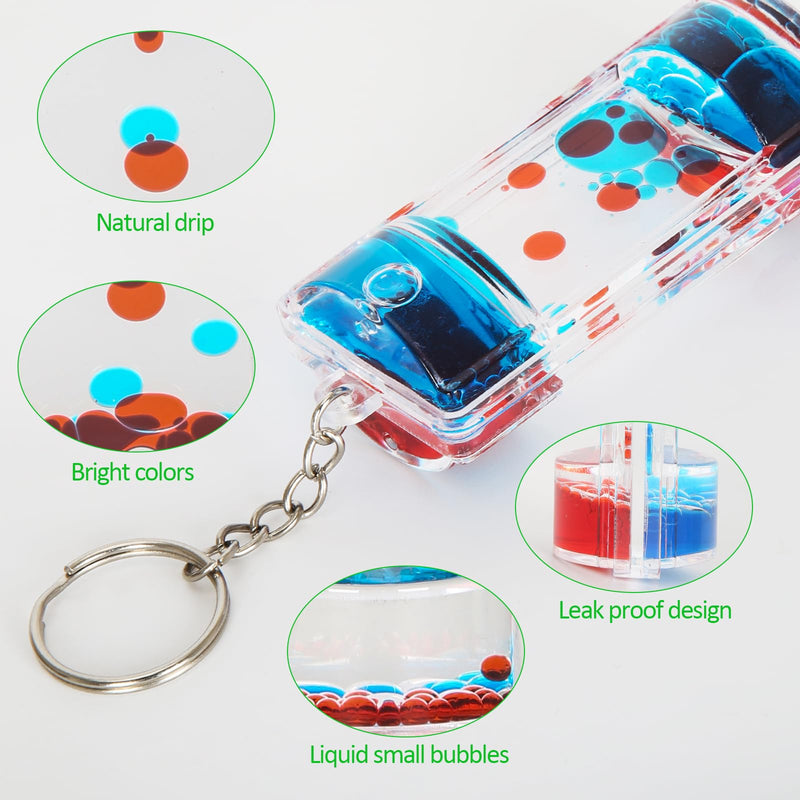 Dynamic Liquid Timers Key Chain Set, Colorful Motion Bubbler Timekeeper Key Chain, Liquid Hourglass Keychains 8 Colors
