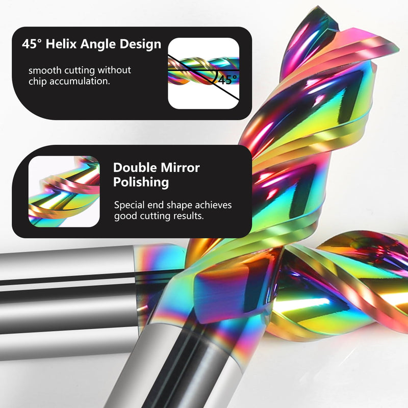 3pcs 1/32" Tungsten Carbide Micro End Mills for Aluminum & Copper Alloys, 2-Flute DLC Coated Endmills Set CNC Milling Bits - HRC55 3 1/32 in
