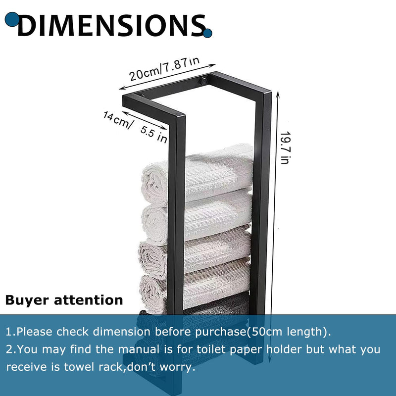 Towel Racks for Bathroom Rolled Towels | Small Vertical Towel Storage Rack for Bathroom,Premium Aluminum Matte Black Bath Towel Holder Wall Mounted, Easy to Install 20 Inch