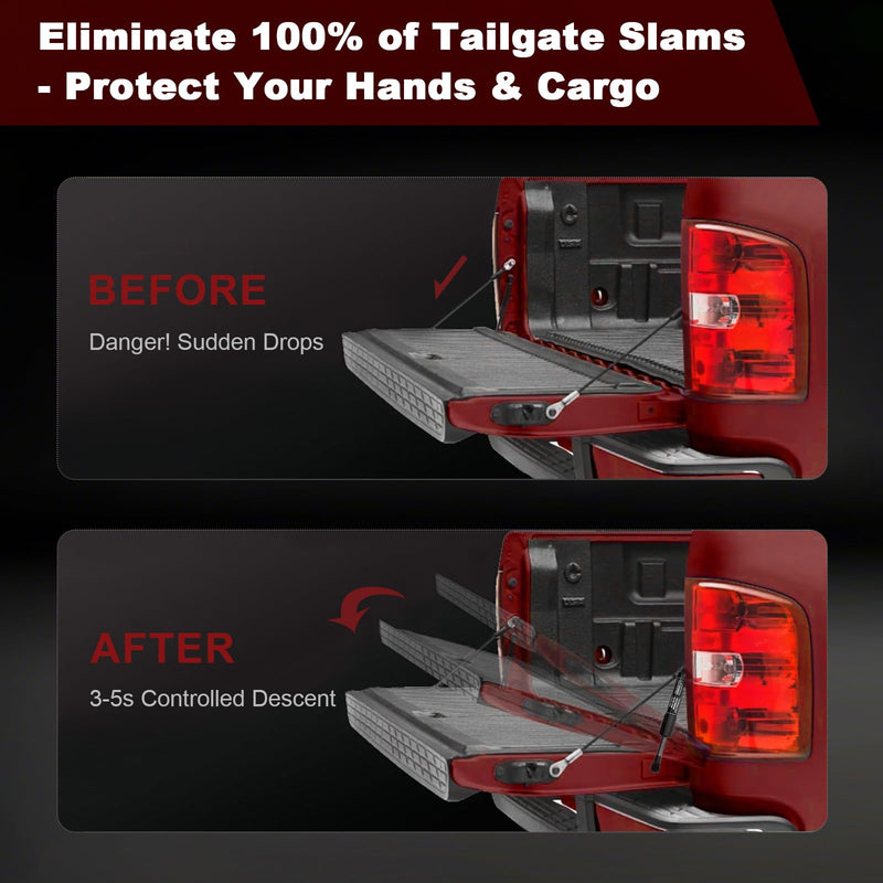 Heavy Duty Truck Tailgate Assist Kit - Gas Lift Supports for 2007-2019 Chevy Silverado & GMC Sierra 1500/2500/3500HD | Dampened Strut Shock Absorber | Easy No-Drill Installation