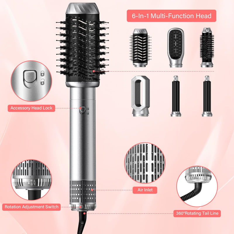 KYN Blow Dry Hair Styler 6 in 1, Hot Air Styler with Auto-Wrap Curlers, Volumizing/Thermal/Smooth Brushes & Hair Dryer Gifts for Women Multi Hair Styling