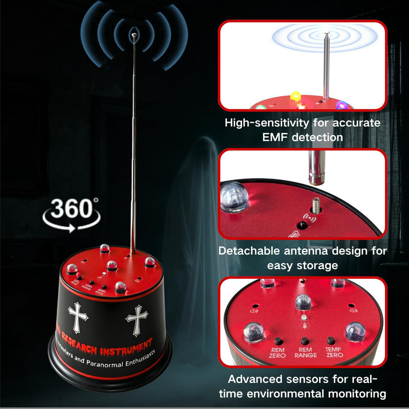 Ghost Hunting Paranormal Investigation Equipment, Next-Gen Ghost Detector with EMF & Auto Temp Deviation Detection, Adjustable 5 Sensitivity Levels with Auto-Calibration, 40-60 hr 9V Battery Powered