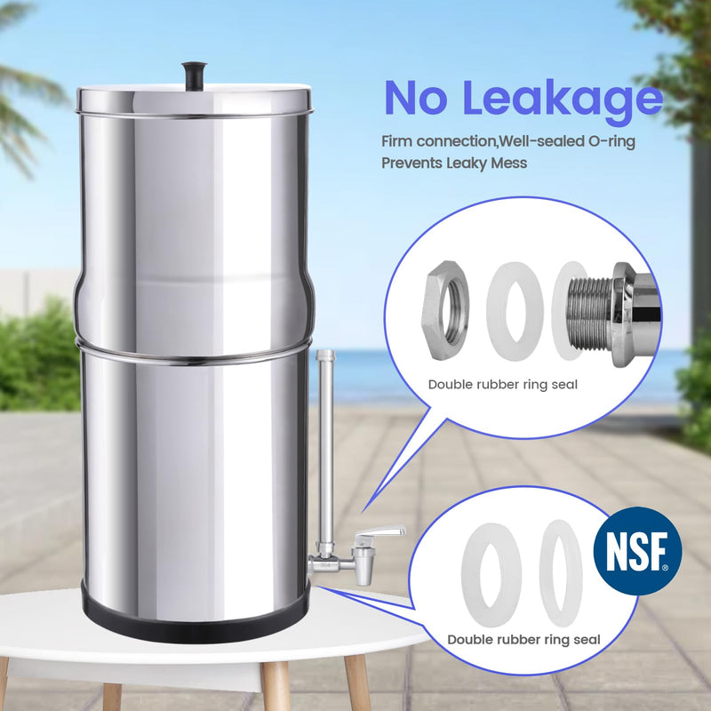 304 Stainless Steel Sight Glass Spigot, Compatible with Universal Gravity-Fed Water Filtration Systems, Clear Water Level View, Stainless Steel Handle 7" Complete