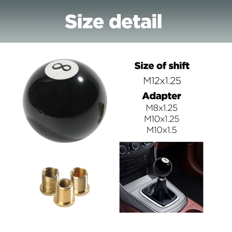 Shift Knob Manual Gear,Round Shift Knob Acrylic Gear,4 5 6 Speed Universal Shifter Knobs with 3 Adapters,Fit for Manual Car M 8 * 1.25, M 10 * 1.25, M 10 * 1.5, M 12 * 1.25 (Black8) Black8