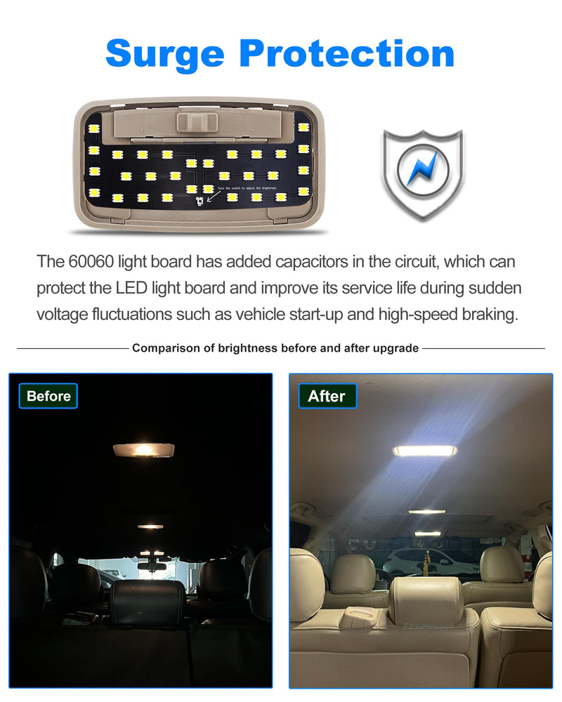 LED Light,Interior Dome Lighting Upgraded Accessory,6000K Pure White Light,Brightness Can Adjust,For Toyota Tacoma(3rd Gen,2016-2023),FJ Cruiser,4Runner,Rav4,Camry,Corolla,Highlander,Prius White Light (840 Lumens)