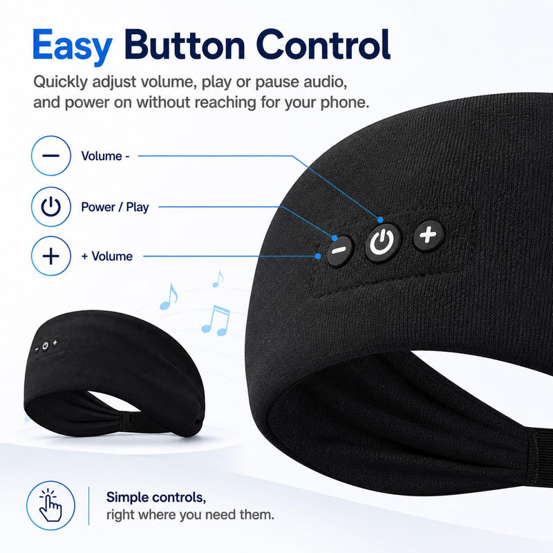 2-Pack Sleep Headphones Bluetooth Headband, Ultra-Thin HD Stereo Wireless Headband for Sleeping, Workout, Running, Yoga - Gift for Men Women, Black+Gray
