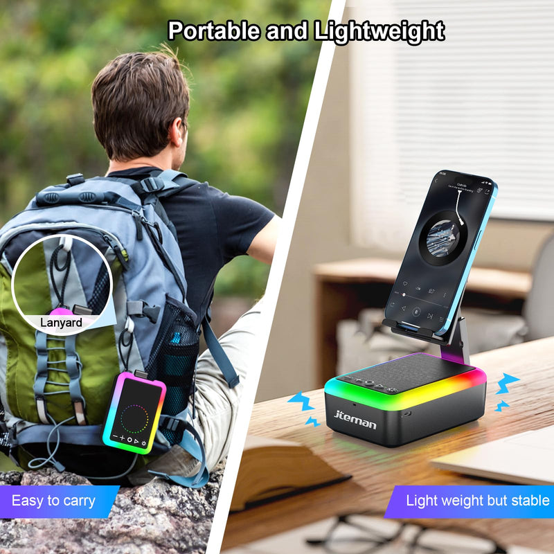JTEMAN Cell Phone Stand with Bluetooth Speaker and Rhythm-Synced Light, Unique Birthday Gift Ideas