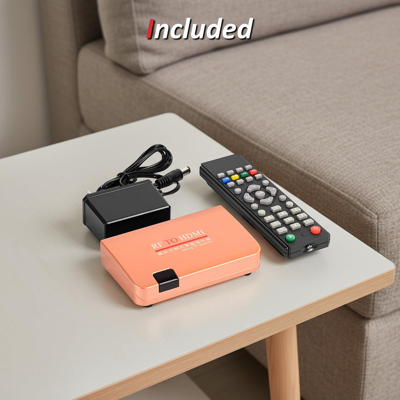 Coax to HDMI Converter, RF to HDMI Converter Modulator, RF Demodulator, VHF Adapter Coaxial Converter for Video CD Player, Digital Projector, Monitor TV