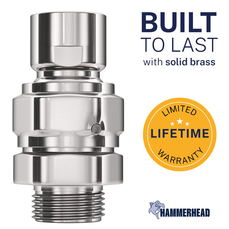HammerHead Showers® Solid Metal Shower Head Swivel Ball Adapter, Chrome | Adjustable Pivot Ball To Adjust Showerhead Angle | Universal Connector Joint Fits Fixed, Hand Held & Rain Shower Heads