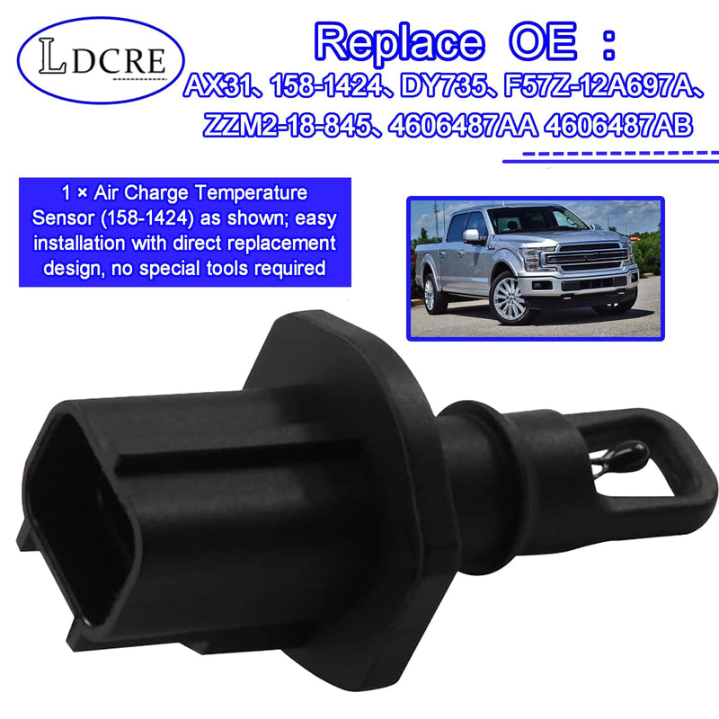 158-1424 Air Charge Temperature Sensor Fit for Ford E-150 E-250 E-350 Expedition 1997-2002,F-150 F-250 F-350 1997-2008,Mustang Navigator Ranger 1999-2005,Intake Air Temp Sensor Replace DY735 AX31