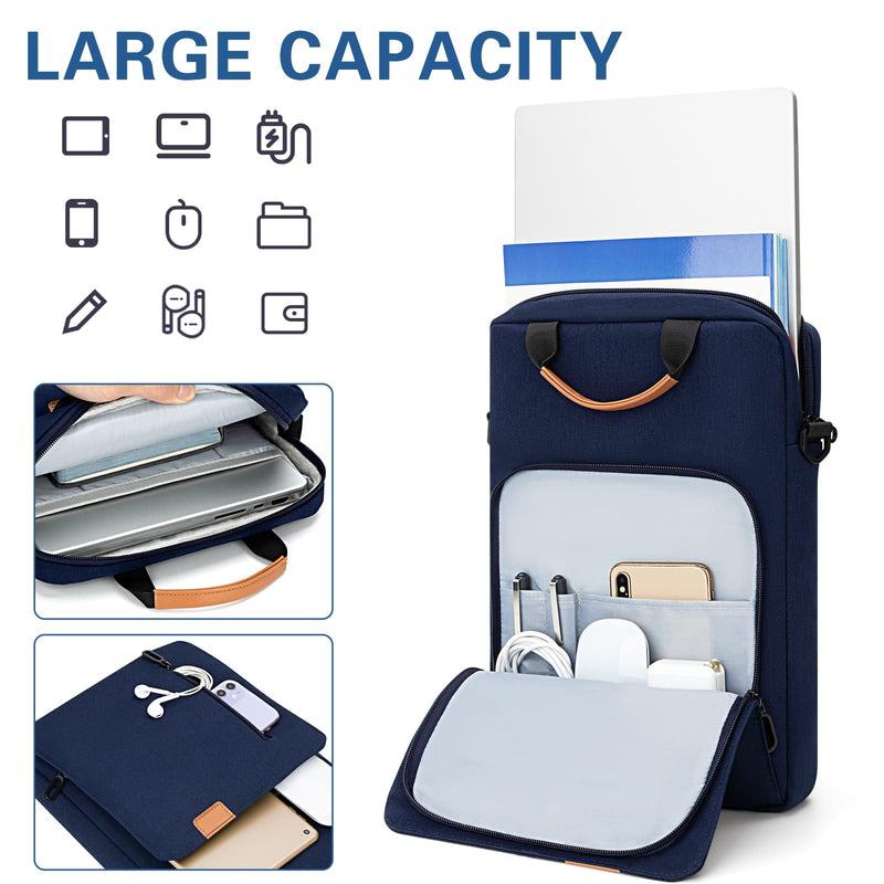 Laptop Sleeve Case with Handle & Pockets for 15-16 Inch MacBook | Protective Laptop Carrying Bag for 16 Inch MacBook Pro/Max M1 M2 M3 M4 M5 15 Inch MacBook Pro/Air M2 M3 M4 M5, Navy Blue