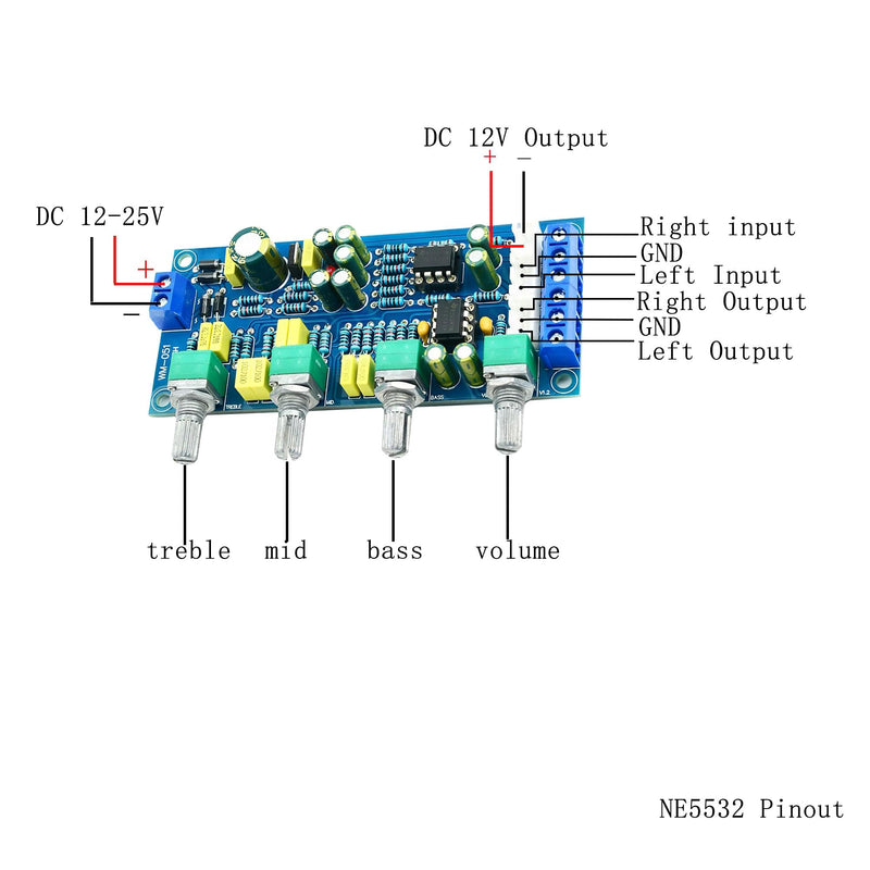 ne5532 op-amp HiFi preamplifier pre Amplifier Volume eq Tone Control Module bass Treble Balance Board