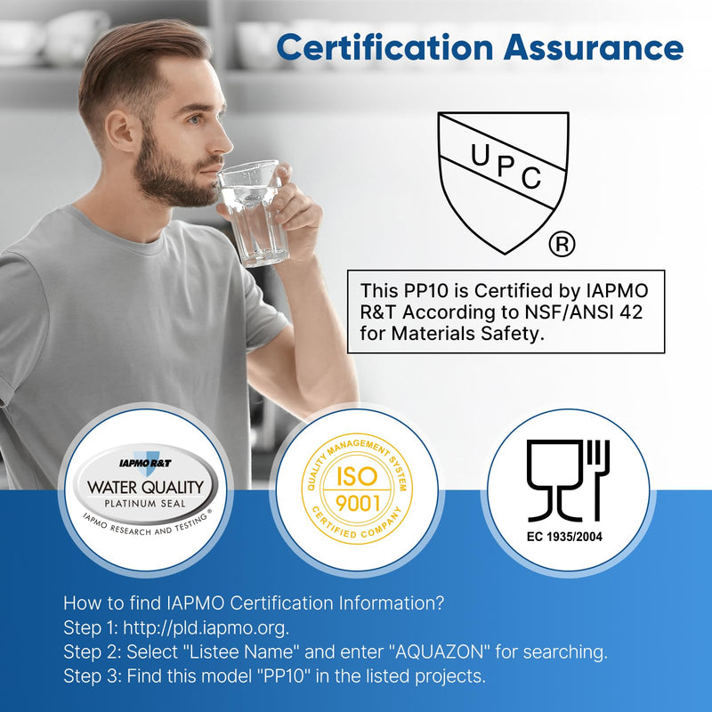 PUREPLUS 10 Micron 10" x 2.5" Whole House Sediment Home Water Filter Cartridge Replacement for Any 10 inch RO Unit, Culligan P5, Aqua-Pure AP110, Dupont WFPFC5002, CFS10, WHKF-G05, 4Pack 4 Count (Pack of 1)