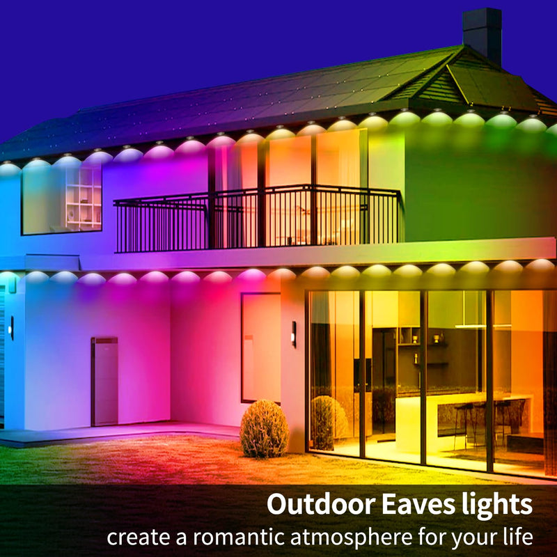 60ft Permanent Outdoor Light, RGB Outdoor eave Lights with APP & Remote Control,Music synchronisation IP67 Waterproof LED eave Light,Suitable for Party, Daily,Halloween,Christmas,Rooftop,Garden,Patio 60FT