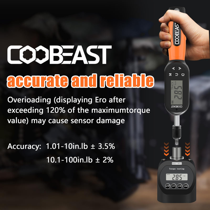 coobeast 38pcs Torque Screwdriver 1.01-106.2 in-lbs/0.11-12 Nm, 1/4 inch Drive Electronic Digital Torque Wrench Set Vibration with Buzzer/LED Notification for Gunsmithing, Scope Mounting