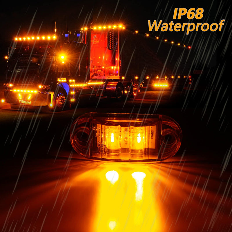 ALFU 10 Pack Amber DC12-24V IP68 Waterproof LED Trailer Lights Kit Front Rear LED Side Marker Clearance Indicators Light for RV Camper Truck Van Caravan Boat 10Amber