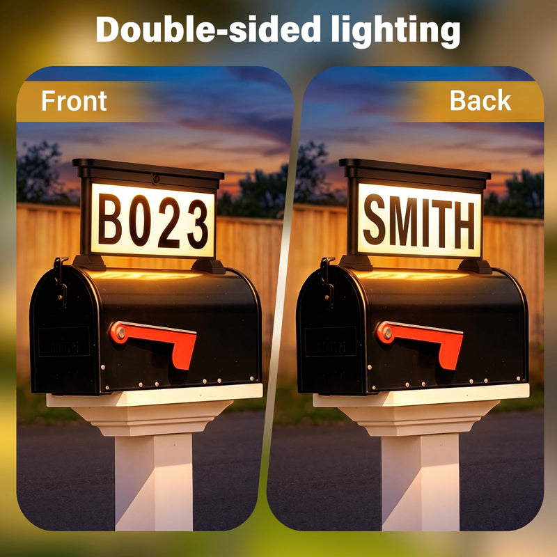 Solar Address Sign for Yard, Double-Sided Lighted House Numbers with 3 Color Modes, 3-in-1 Mounting (Stake、Wall or Mailbox), Waterproof LED Address Plaque, 4 Sets Numbers & Letters, 1 Pack