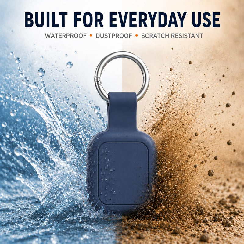 Tile Mate Case (2024/2022) — Pre-Attached Carabiner, No Adhesive Needed, Zero Signal Loss | Waterproof Silicone Clip-On Tracker Cover for Keys, Backpack & Dog Collar (Black+Dark Blue) Black+Dark Blue