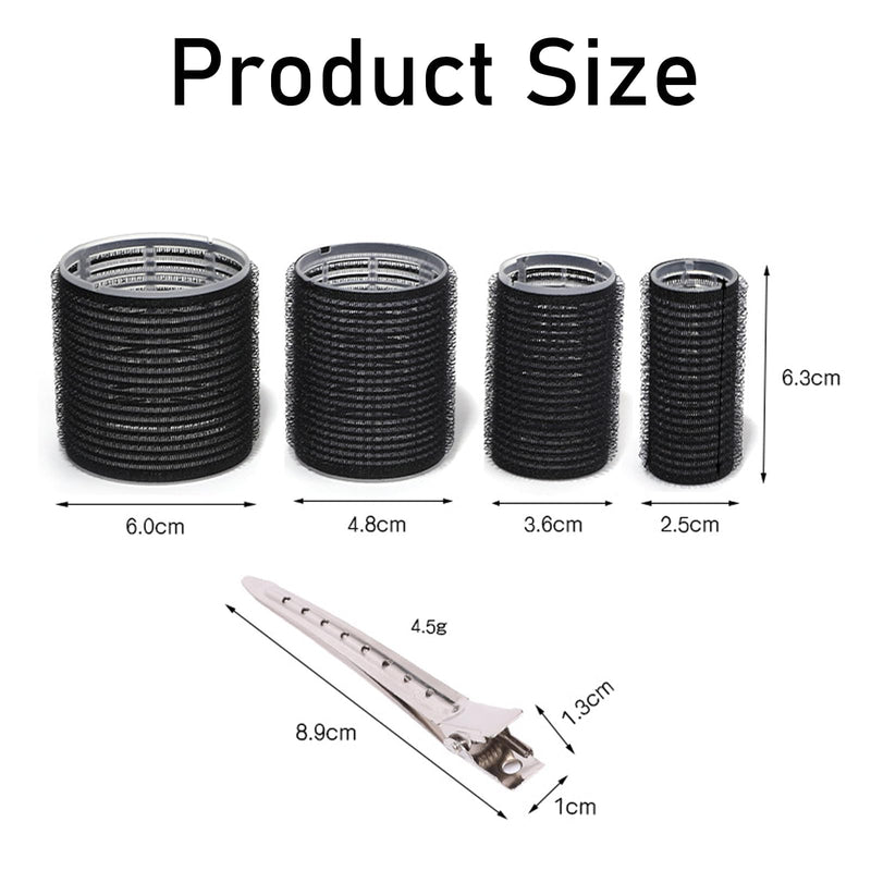 [AUSTRALIA] - Black Hair Rollers - 28 Pcs Hair Rollers with Clips Velcro Rollers for Bangs, DIY Hairstyle Tools for Women, Salon Hairdressing Curler