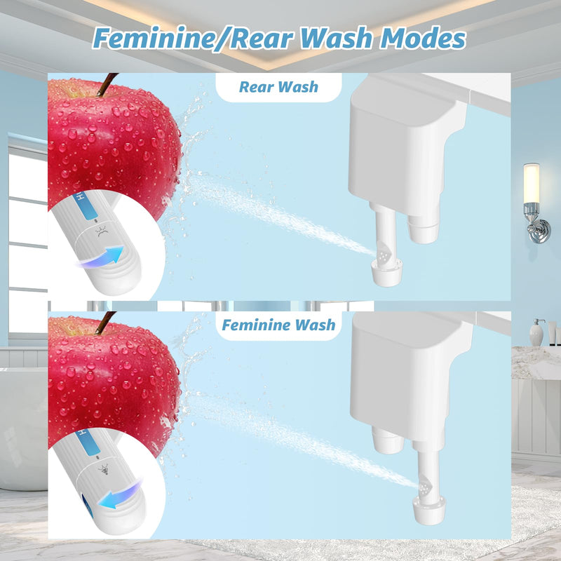 Huttdmel Ultra-Slim Bidet Attachment for Toilet, Non-Electric Dual Nozzle (Rear & Feminine Wash), Adjustable Fresh Cold Water Pressure, Stainless Steel Inlet, Easy to Install(Blue & White) Blue