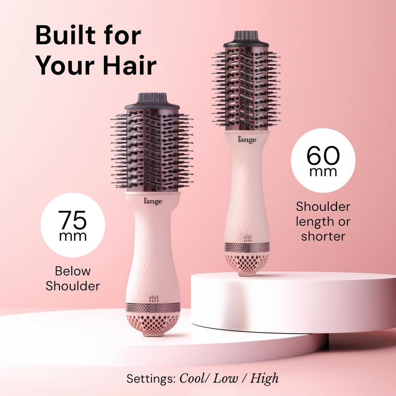  [AUSTRALIA] - L'ANGE HAIR Le Volume 2-in-1 Titanium Hair Dryer Brush - 75MM Hot Air Blow Dryer Brush - Thermal Brush with Oval Barrel - Hot Hair Styler for Smooth, Frizz-Free Results - Blush
