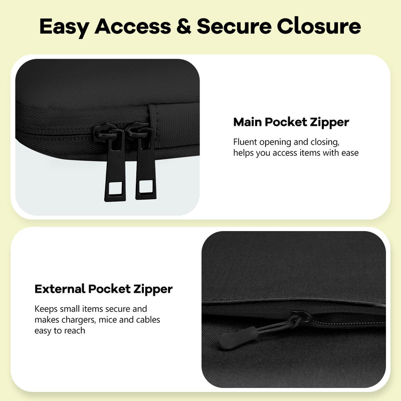 Dadanism 13 Inch Laptop Case for MacBook Neo 13" 2026 A3404/A18 Pro, Black | Protective Case with Shockproof Soft Lining, Slim Travel Bag with Extra Pocket for Mouse Charger & Small Accessories