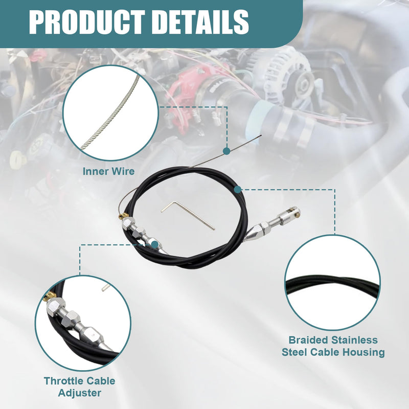 GXARTS 36" LS Throttle Cable Compatible with Chevrolet 1997-2007 LS1 Engine 4.8L 5.3L 5.7L 6.0L LS Swap Fuel Line Kit Carburetor Accelerator Cable Braided Throttle Cable for most throttle components