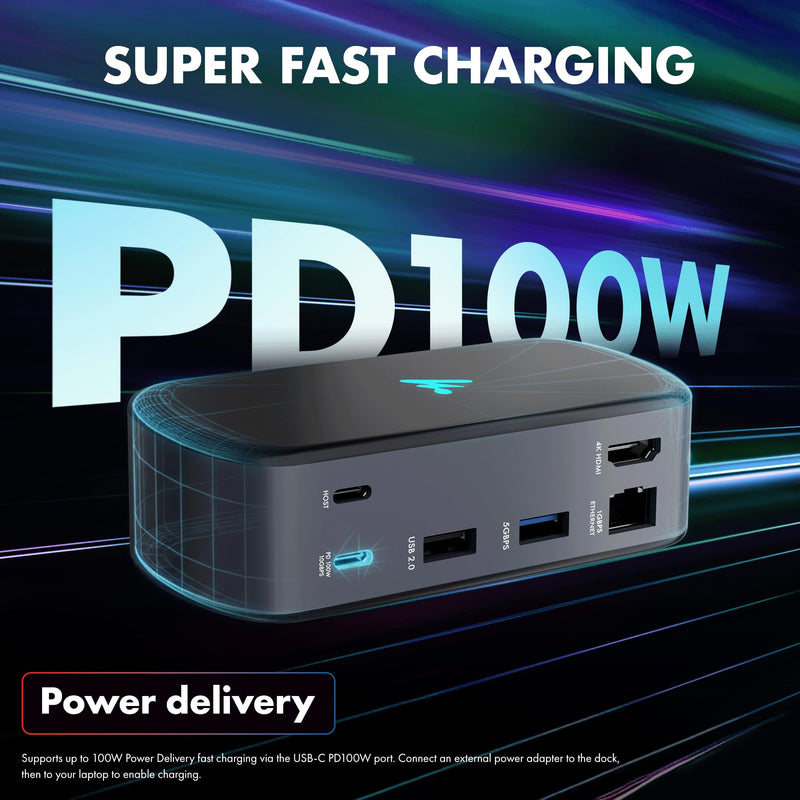Type C 12 in 1 Wozoyo Docking Station, 4K@60Hz HDMI, Gigabit Ethernet 2XType-C 10Gbps, USB 10 Gbps, PD 100WUSB 2.0, AUX & MIC, SD/TF, Compatible Thunderbolt 4, macOS, Windows, Android & iOS 12-in-1