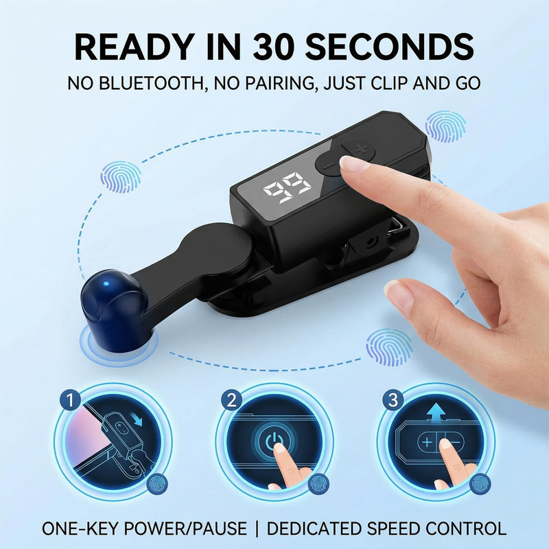 Auto Clicker for TikTok iPhone/iPad/Android Phone Screen, Tapper for TikTok | Rechargeable Cordless with Digital Display 107 Speed Adjustable Levels, Ideal for Live Likes, Games and Reward Tasks Black