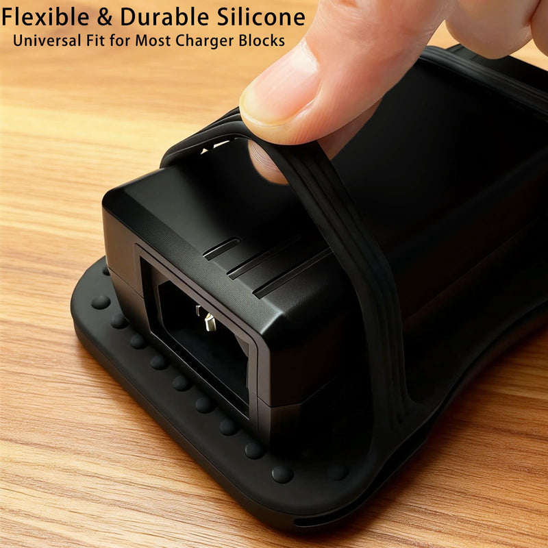 Silicone Laptop Charger Holder Hidden Mount for Laptop Power Brick Universal Under Desk Power Adapter Mount, Flexible Non-Slip Holder for Power Charger (1 Pack-Back) 1 Pack-Back