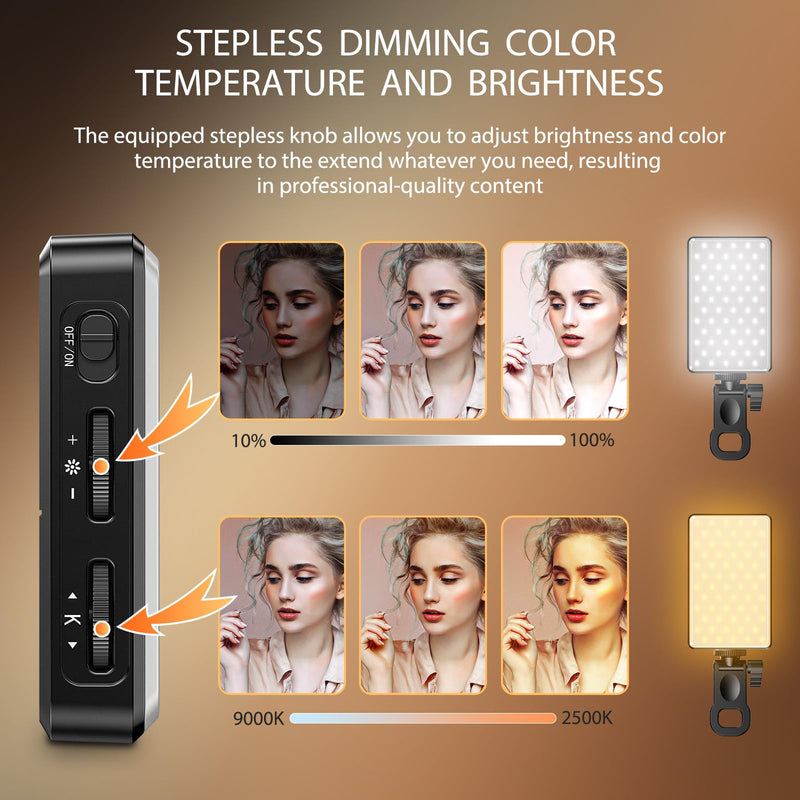 120 LED Video Light, Portable USB Photo Light Dimmable 2500-9000K CRI 95+ 5000mAh Battery with Tripod and Clip, Photo Lamp for Phone/iPad/Laptop/Camera ST120