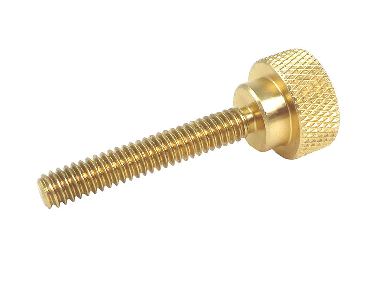 10 Pack 1/4-20 x 1-1/2 Inch Threads Solid Brass Diamond Knurled Thumb Screws Knobs with Straight Shoulders Right-Hand Threads SAE Flat Tip Uncoated (1/4-20 x 1-1/2 inch Long Threads)