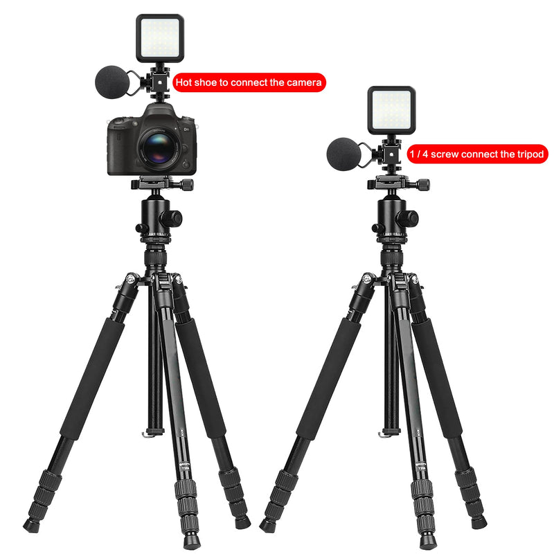 Triple Cold Shoe Mount Cold Shoe Adapter, 360 Degree Swivel Aluminum Camera Hot Shoe Extension Bracket with 3 Port Cold Shoe Mounts for Camera Cage Flash LED Light Monitor Microphone Triple Shoe Mount