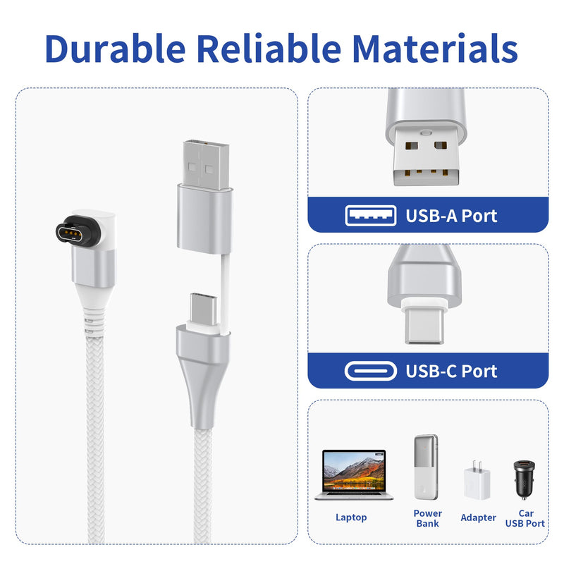4 in 2 Garmin Watch Charger Cable - 10FT/3M USB A/USB C Multi Charger Cable Compatible with Garmin Watch Fenix 8/7/6, Forerunner 970/965/955/945/265/255, Venu, Vivoactive, Epix, iPhone, Android