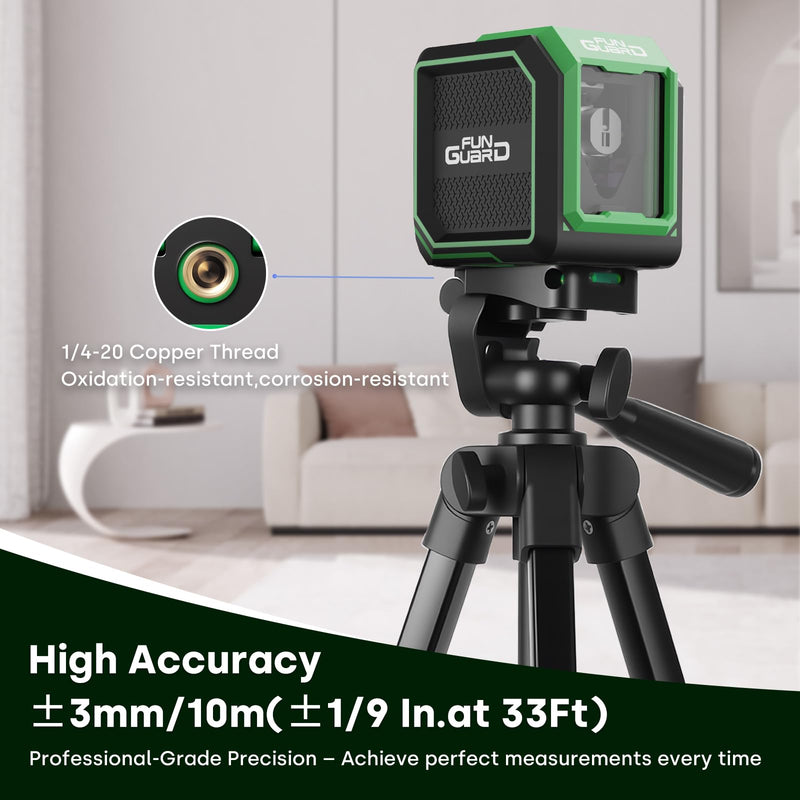 Green Laser Level with Adjustable Tripod Self-leveling& Manual Mode Horizontal and Vertical Lazer Level, 2xAA Batteries for Construction Home Decoration DIY etc. Green With Tripod