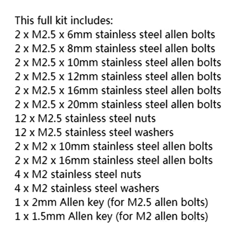Baiko 50 Pcs/set M2.5 Universal Turntable Headshell Cartridge Mounting Kit Stainless Steel Bolts Screws Nuts Set with Case
