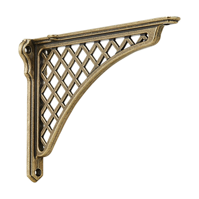 2 Pack Heavy Duty Cast Iron Victorian Shelf Bracket, 7.8 Inches Antique Brass Baroque L-Shaped Shelf Brackets, DIY Projects, Hardware Included 8 Inch