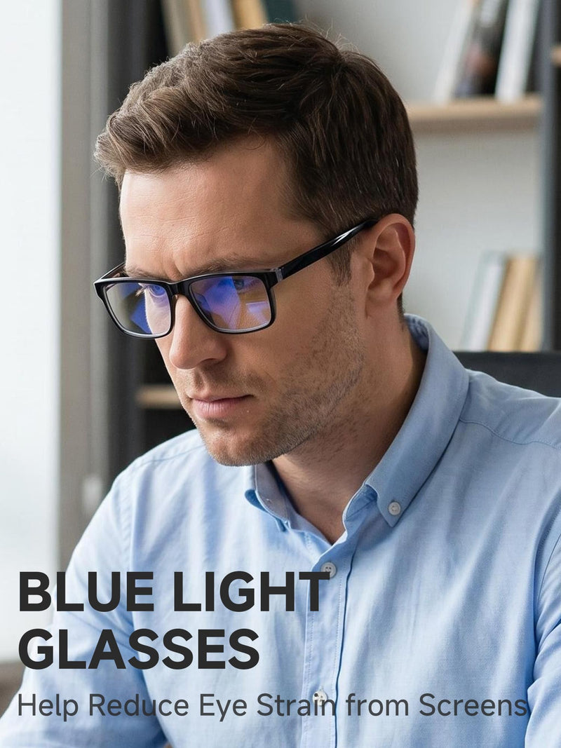 Blue Light Blocking Glasses for Men Women, Computer Glasses Black | Blue Light Blocking, Non Prescription, Computer Use, Reduce Eye Strain, Lightweight Frame, Daily Wear Black Frame & Clear Lens & 0.0 0.0 x