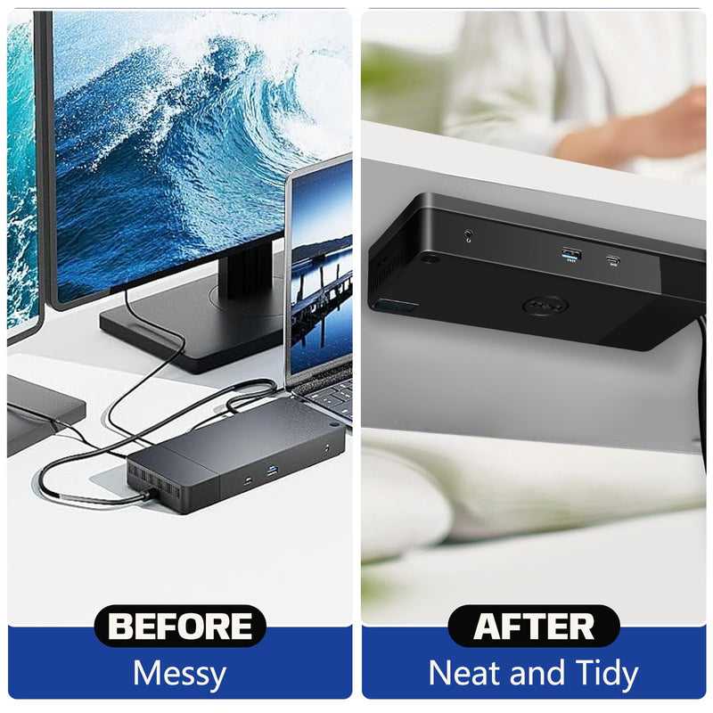 Under Desk Mount for Dell WD19 / WD19S / WD19TBS / WD19TB / WD22TB4 Dock + Power Bricks (for 180W and 130W), Docking Station & Power Bricks Holder Black