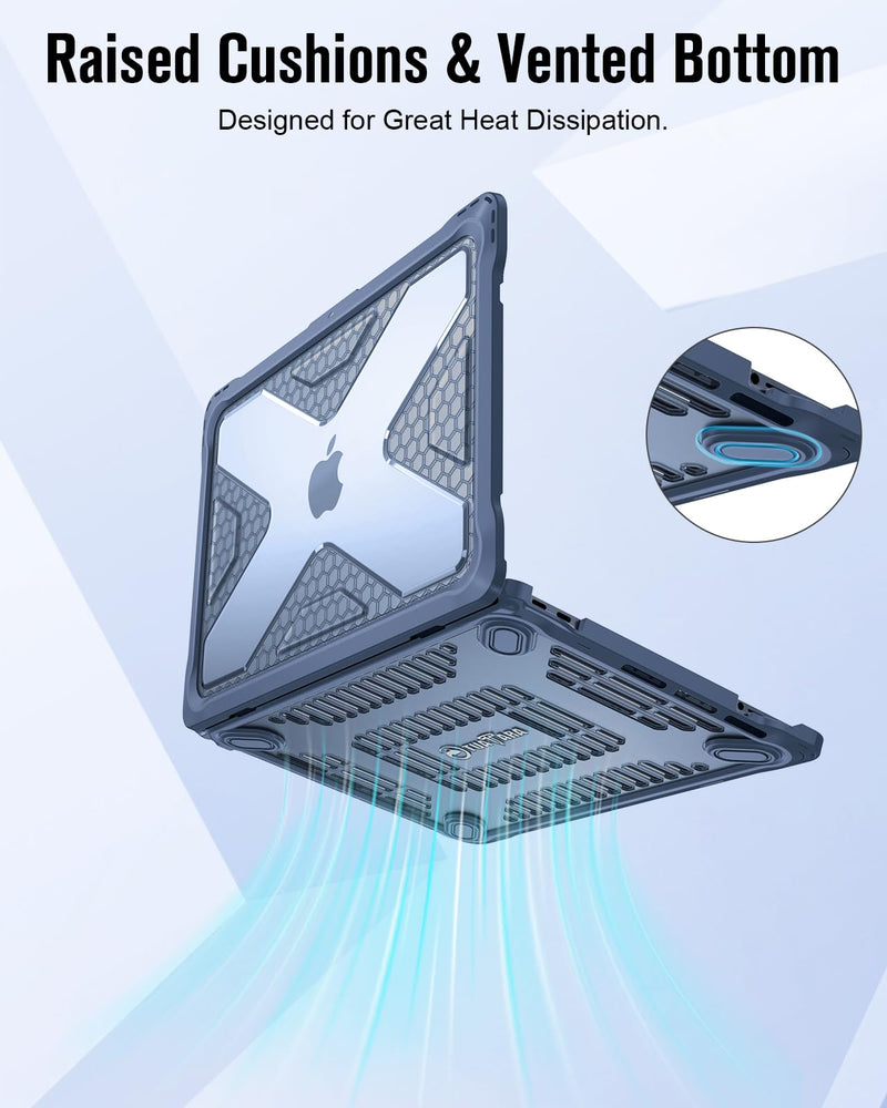 Fintie Rugged Case for MacBook Neo 13 Inch A3404 2026, Indigo | Heavy Duty, Fingerprint Resistant, Shock-Absorbing, TPU Bumper, Hard Shell, Snap-On Cover, Work Travel Study Daily Use