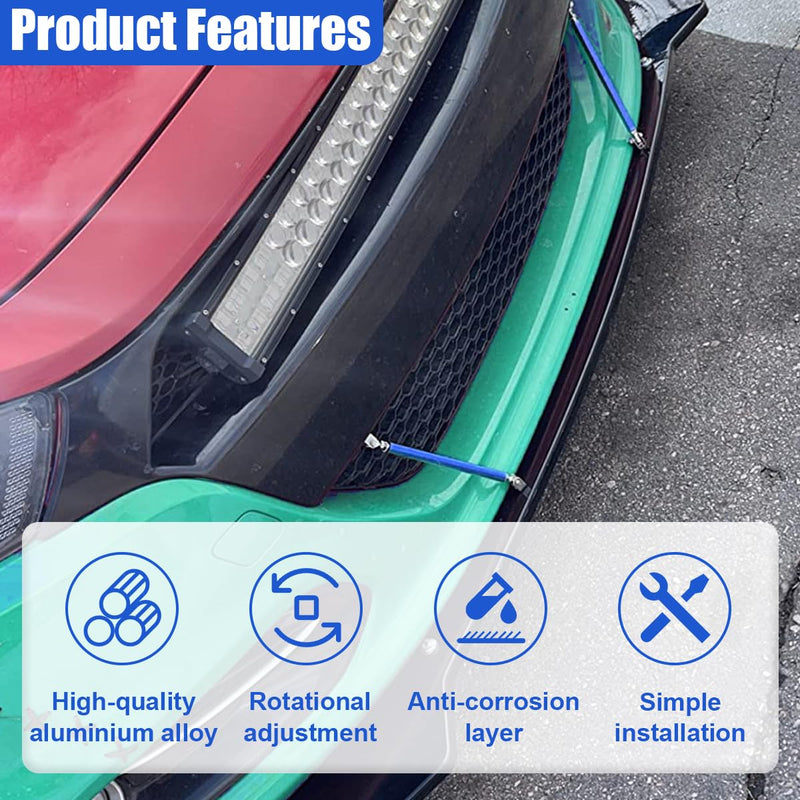 2PCS 8"-11" Adjustable Splitter Strut Rods, Automotive Front Bumper Lip Support Bars, Universal Car Bumper Splitter Diffuser Strut Rods, Compatible with Most Vehicles (Blue) Blue